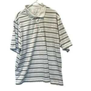 George Men's 3-Button Striped Golf Polo Shirt Sz XXL in White, Tan, Black Active